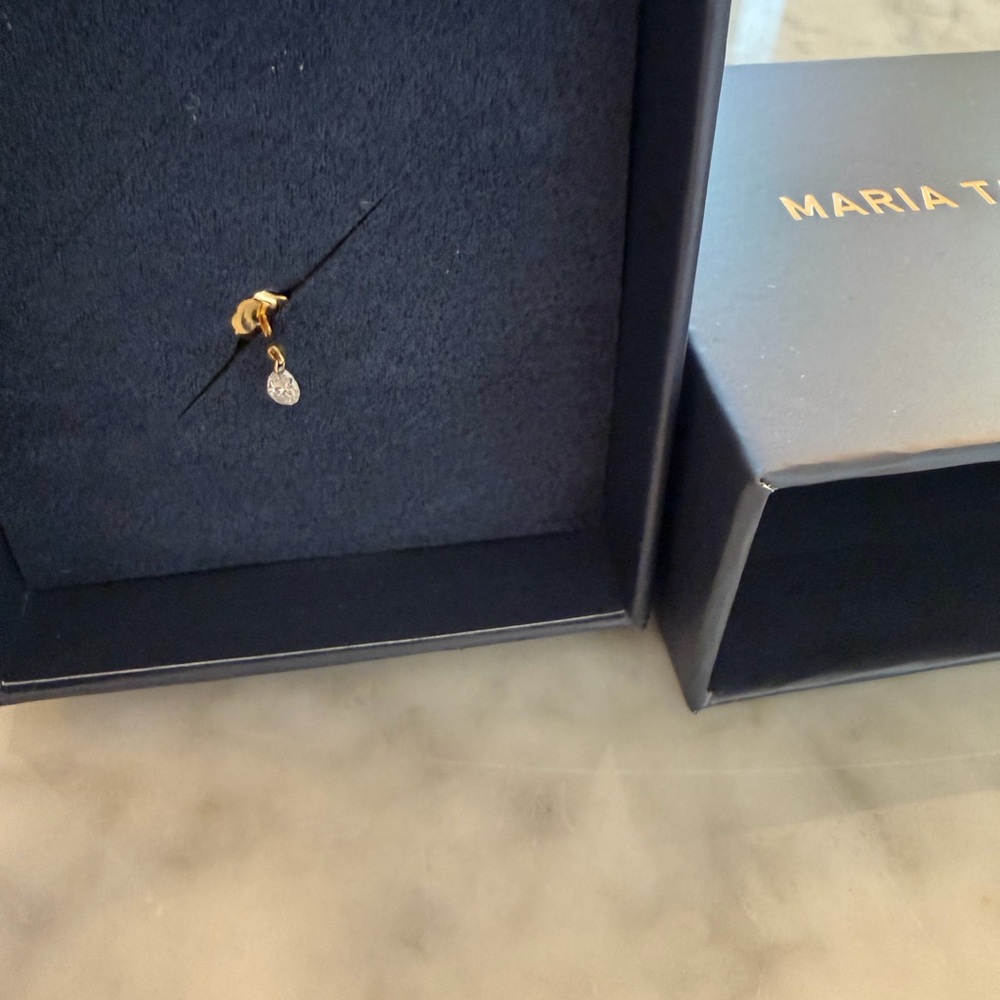 Maria Tash Floating Pear Diamond Charm Stud Earring- single